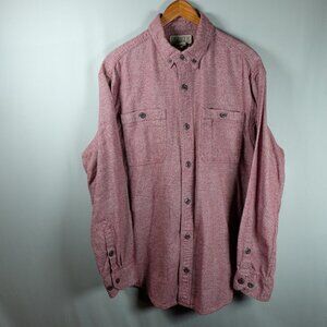 Duluth Trading Flannel Shirt Mens Large RED Button Down POCKETS CLASSIC